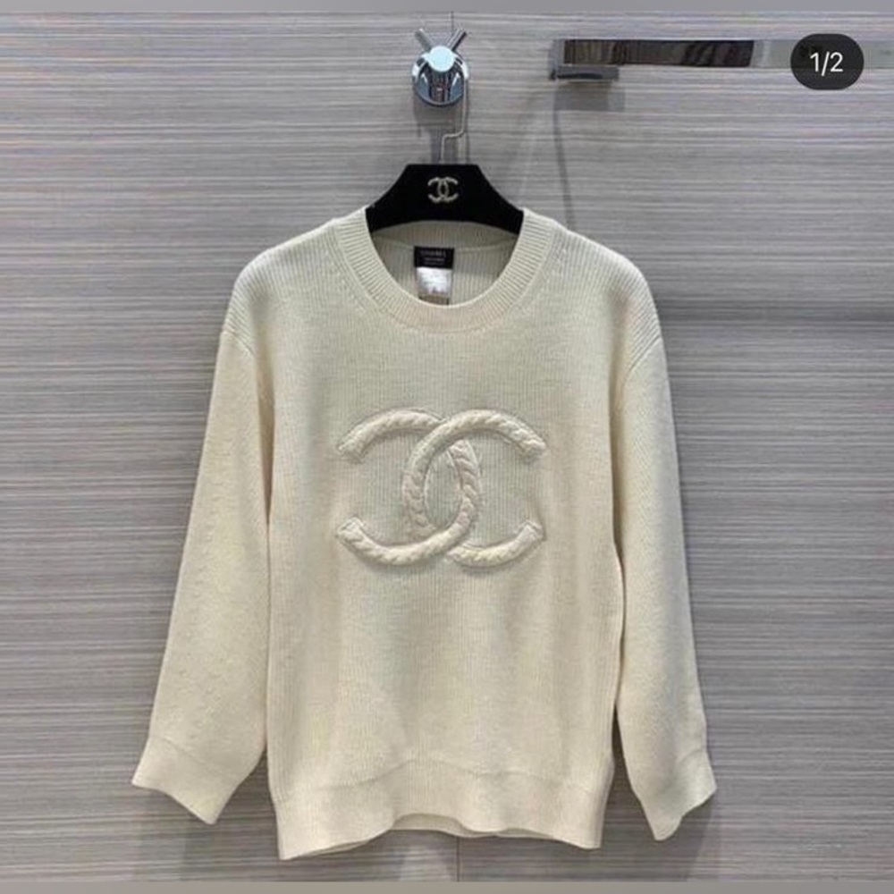Cream beige knit sweater